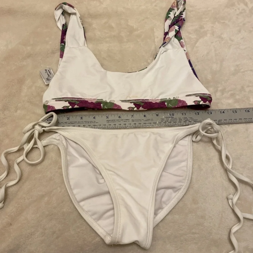 Dippin' Daisy's Floral Bikini Top with White Tie Bottoms
